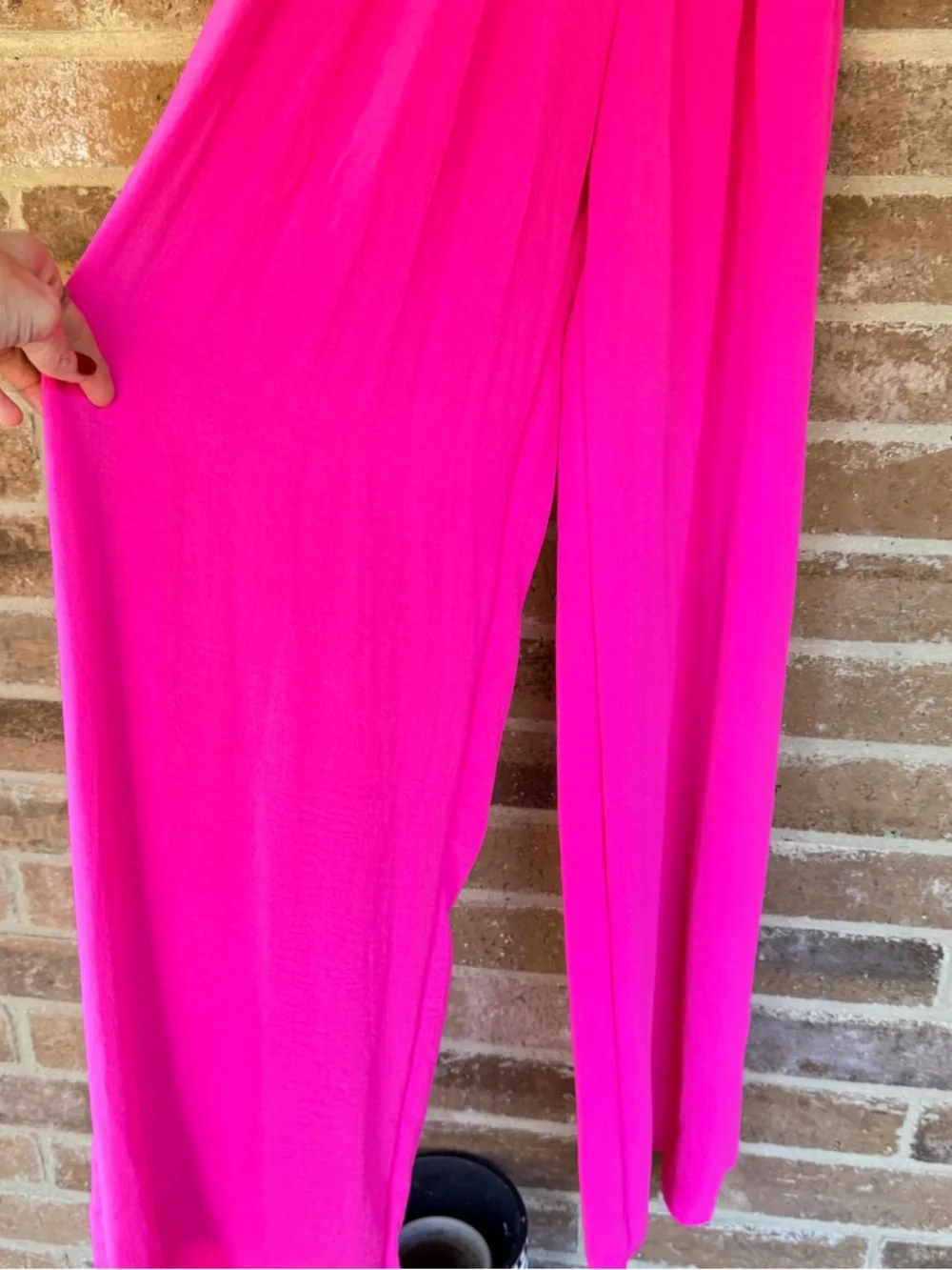 Fashion Nova Hot Pink Smocked Wide-Leg Pants
